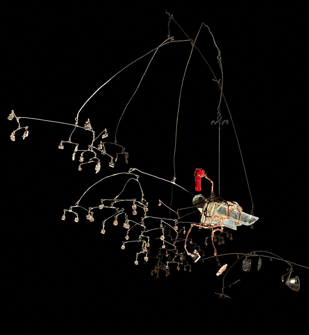 Mirror galaxy made from reflective fragments and small sculptural elements